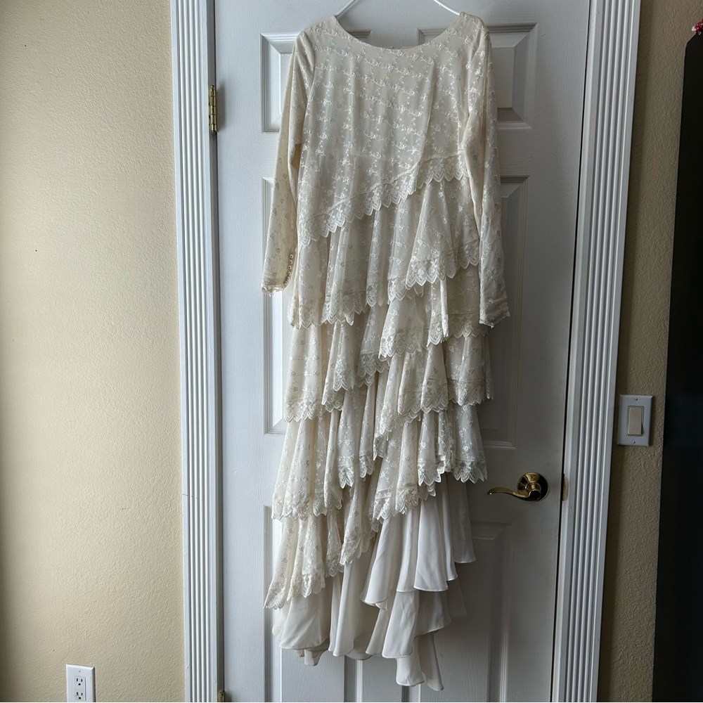Elegant Cream Lace Tiered Dress